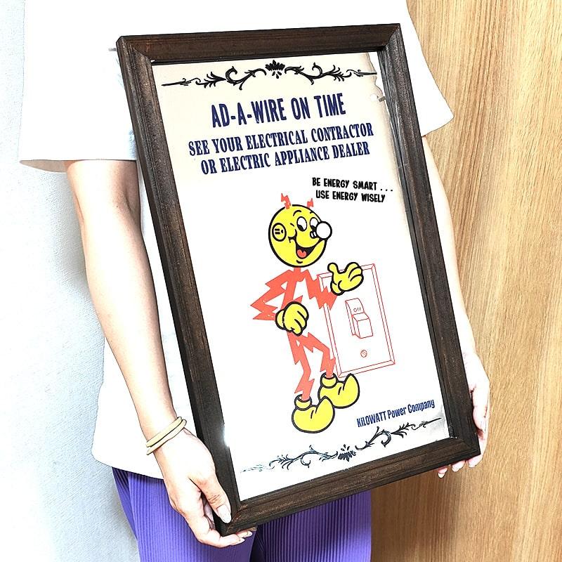 パブミラー FEPC レディキロワット 鏡 可愛い ウッド ビンテージ