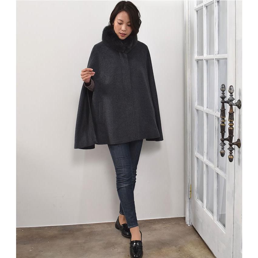 Merfirge 爆買 ポンチョ ケープ カシミヤ ウール SAGA フォックス