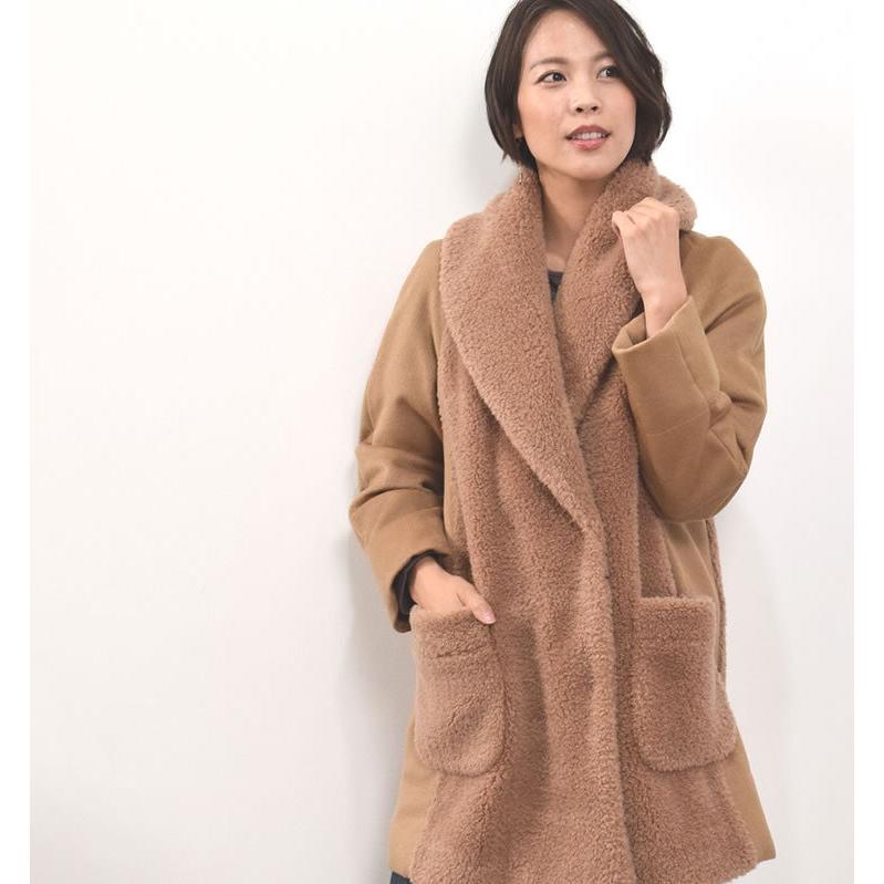 Merfirge 爆買 ウール 100% ボア ショール カラー コートカシミヤ混