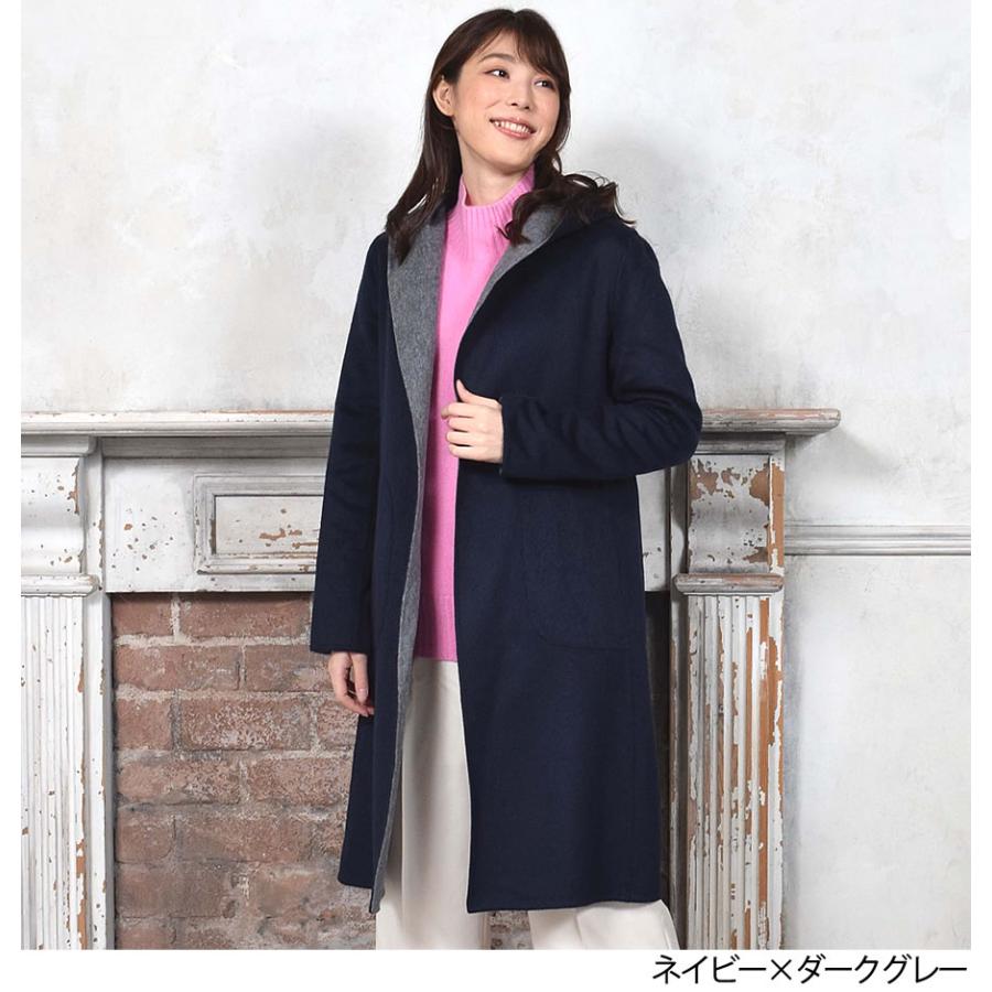 Merfirge 爆買 フード付きコート ウール混 ダブル フェイス