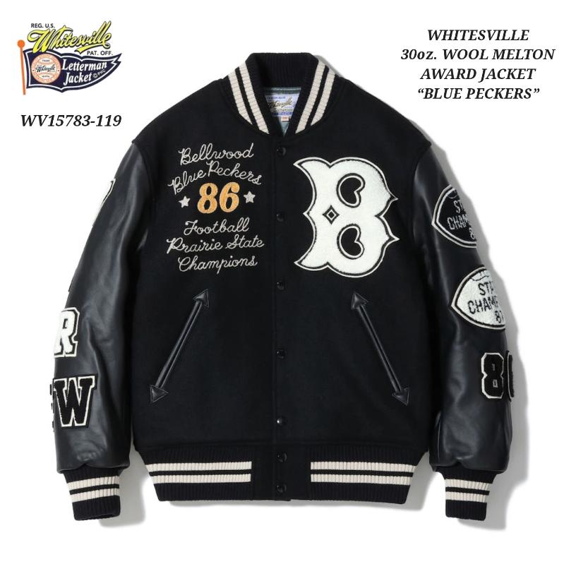 WHITESVILLE 30oz. WOOL MELTON AWARD JACKET“BLUE PECKERS” (BLACK