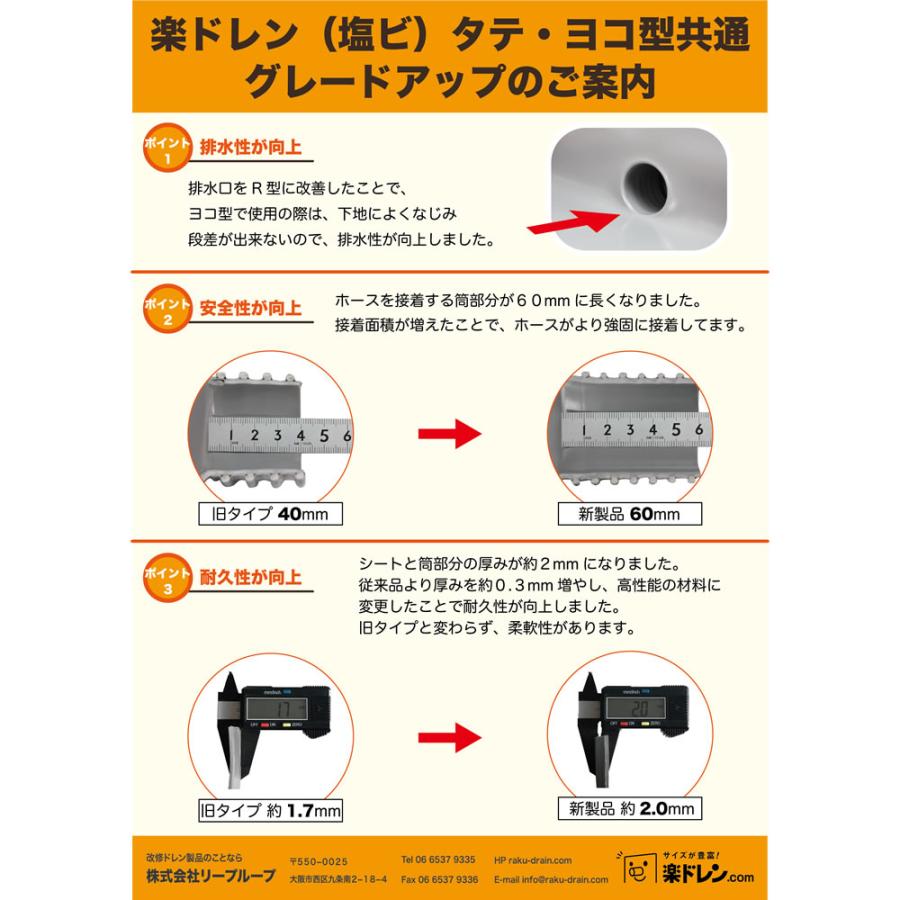 楽ドレン 塩ビ ドレン 改修用ドレン タテ・ヨコ型共通 直径 50mm用