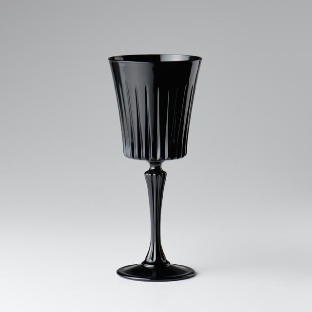 在庫限り／ガラス食器 高台グラス 脚つき ステムグラス 黒 おしゃれ