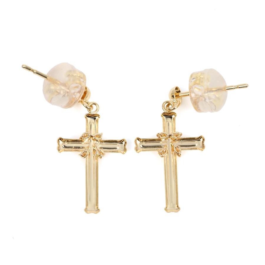 18金 ピアス 十字架 クロス ゴールド 両耳 レディース メンズ