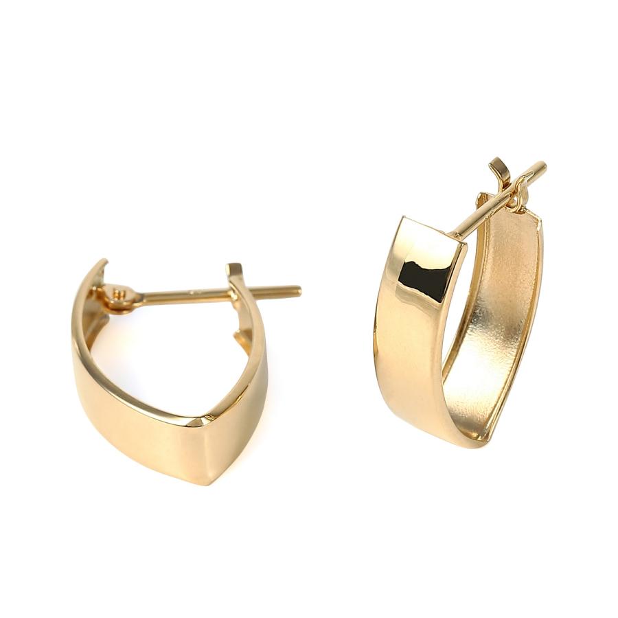 18金 フープピアス 幅広 両耳 イエローゴールド リング ピアス