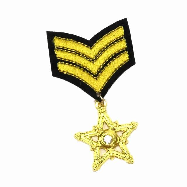 バッジ ミリタリー 勲章 ゴールド スター ce19 勲章バッジ ワッペン風