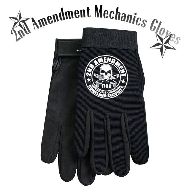バイク メカニック グローブ 2nd Amendment 黒 スカル 英字 骸骨 フル