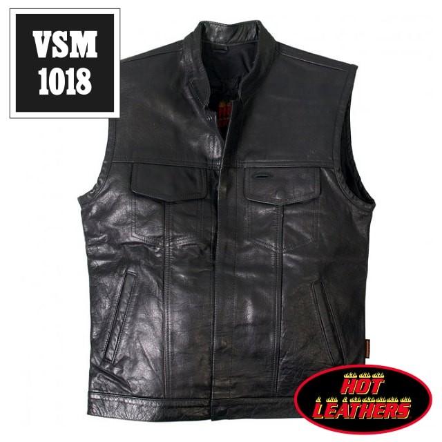 レザーベスト 本革 メンズ 10ポケット ハンティングベスト型 立襟