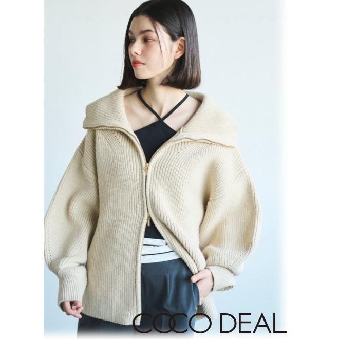 ココディール（COCO DEAL） 片畦ジップアップロングカーディガン 24春