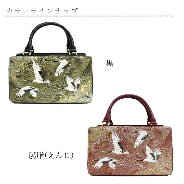 浅草文庫 友禅染 祝い鶴 柄 利休バッグ 和装 バッグ ハンドバッグ