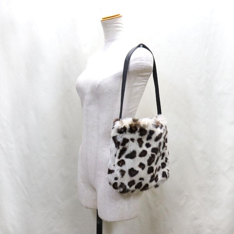 ラビットファー ショルダーバッグ ファーバッグ アニマルプリント