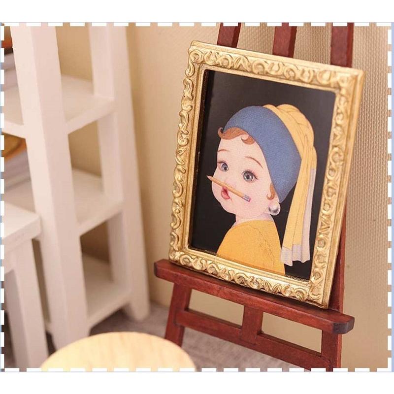 送料無料 ミニチュア 雑貨 額入り パロディ絵画 ドールハウス キット
