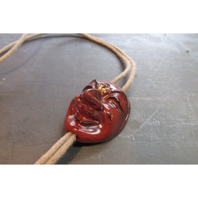 木彫神楽面ループタイ 木製 木彫り 彫刻 工芸 神楽面 日本文化 手作り