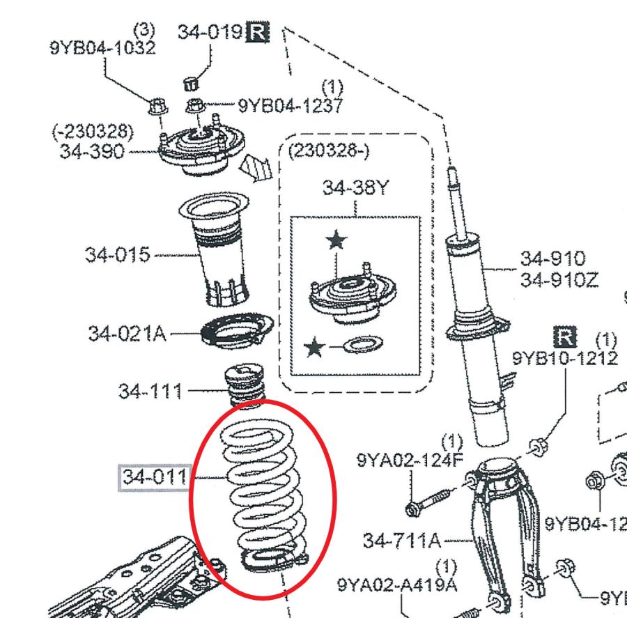 マツダ（Mazda） スプリング,フロントコイル CX-60 フロントショック