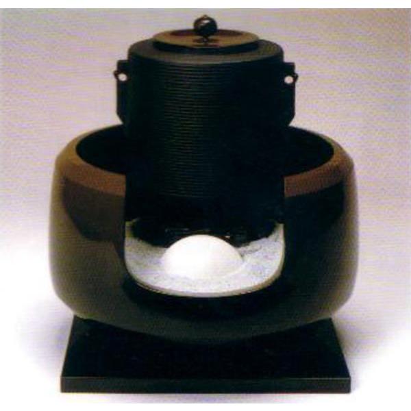 茶道具 風炉釜 電熱風炉 野々田式 面取風炉 合金製 古銅色 炭型電熱器