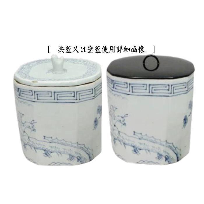 茶道具 水指 水差し 呉須十二角 塗蓋付 共蓋 時代水指 茶道 : 茶道具