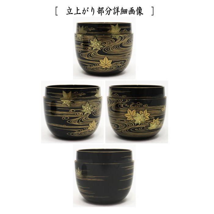 茶道具 なつめ お薄器 輪島塗 大棗 鹿にもみじ蒔絵 内黒 浦出稲舟作