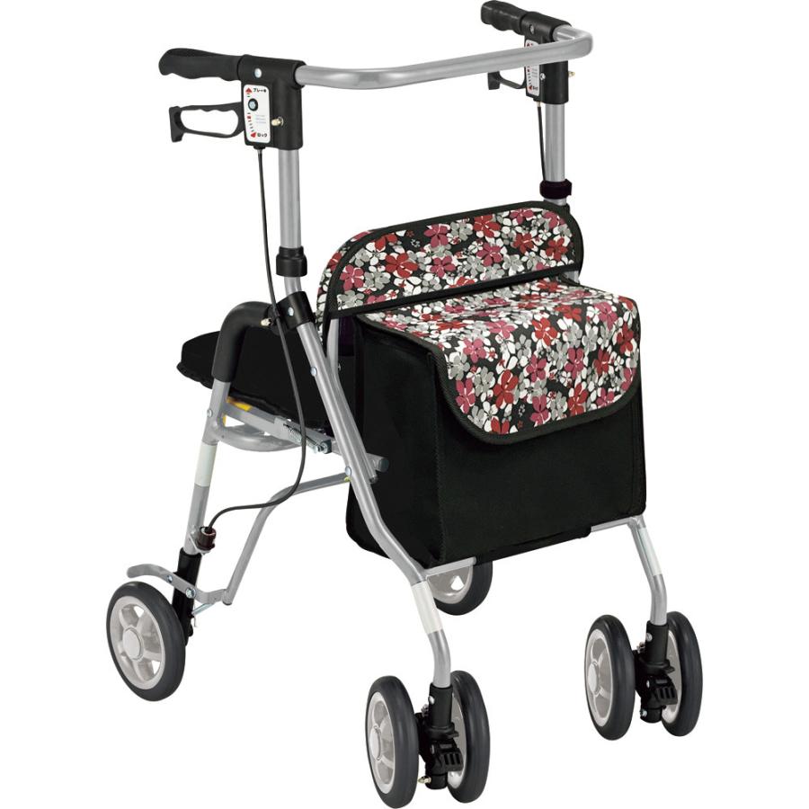 島製作所 シンフォニーSP／花柄BK（島製作所）歩行車コンパクトタイプ