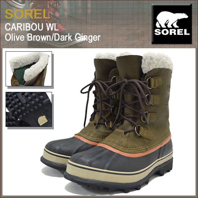 SOREL（ソレル） ブーツ カリブー ウール Olive Brown/Dark Ginger