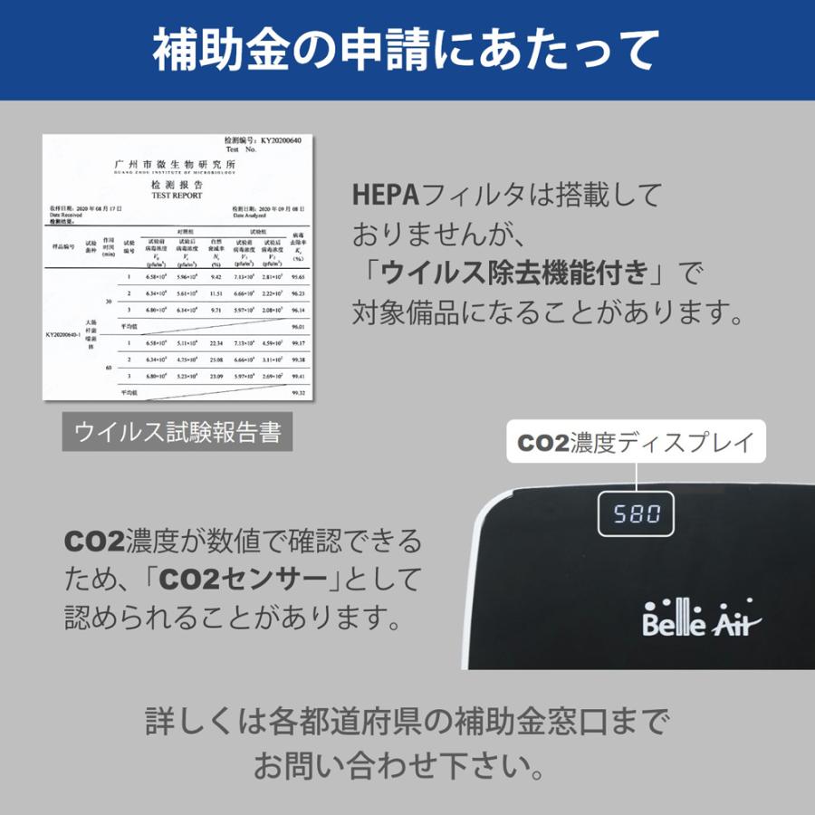 空気清浄機 Belle Air ベルエール 20畳まで Co2センサー搭載 静電気