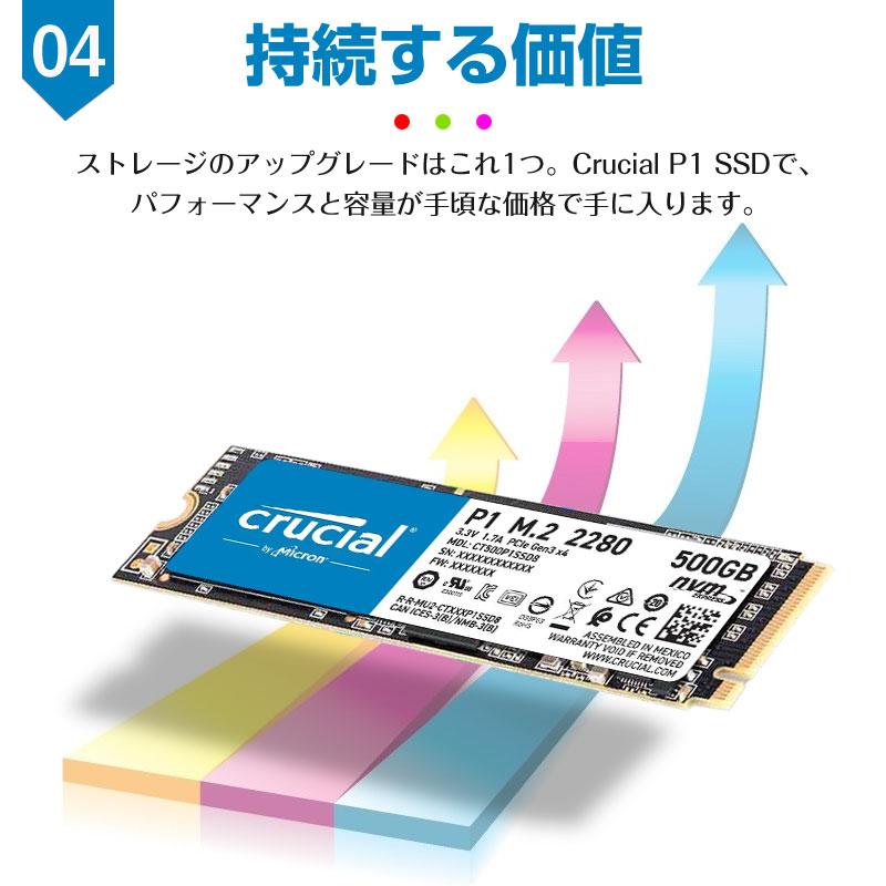 crucial（クルーシャル） 500GB NVMe PCIe M.2 SSD P1シリーズ