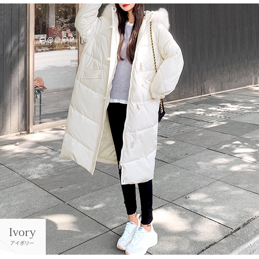 ダウン アウター フード付き ファー コート ダウンコート ブラック