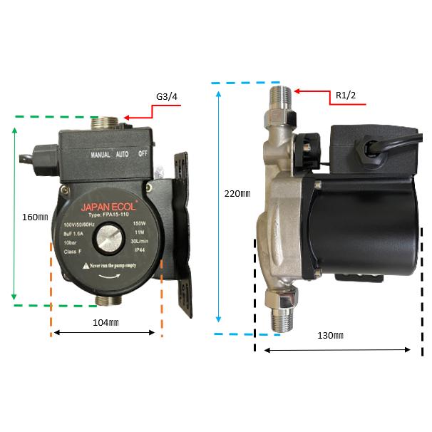 ☆新製品】給水ポンプ 給湯ポンプ 加圧ポンプ シャワー圧 (FPA15-110