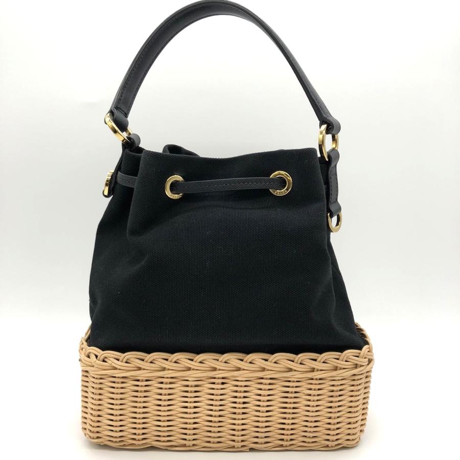 PRADA（プラダ） かごバッグ ハンドバッグ 巾着 トライアングルロゴ