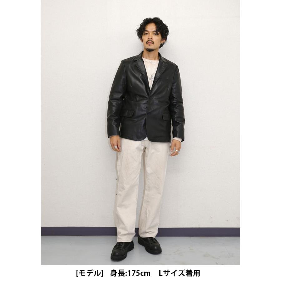 レザージャケット テーラード 革ジャン ラムレザー ブラック M-XL