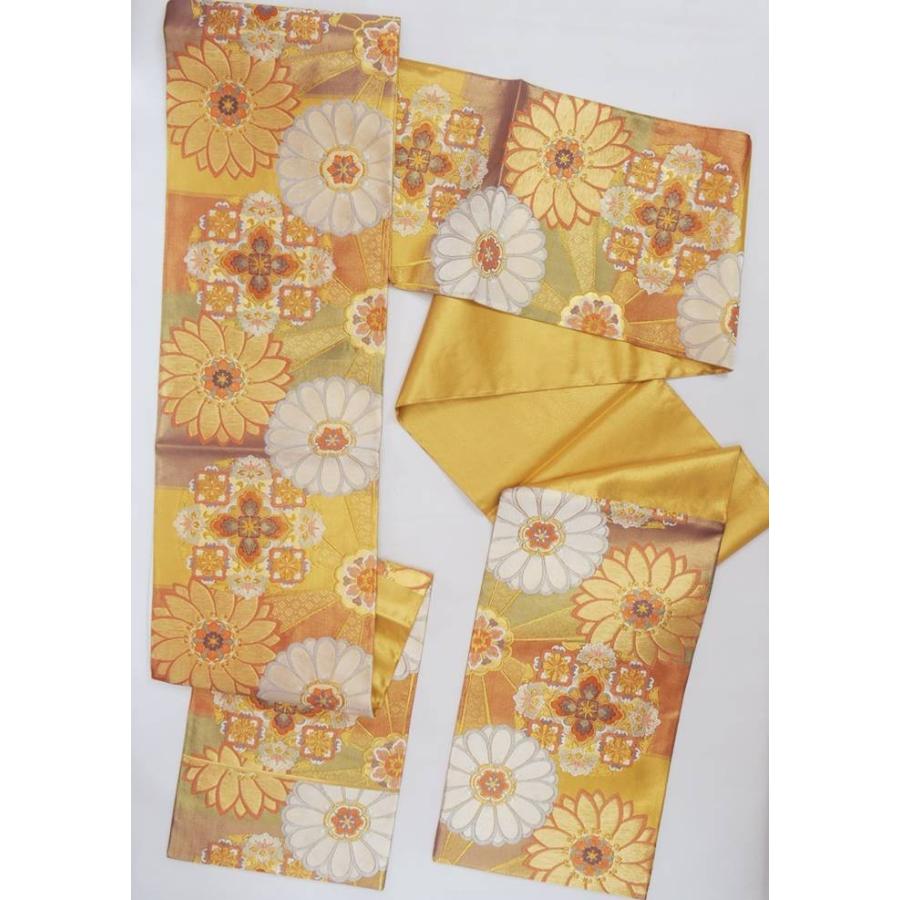 新古品袋帯 全通柄 正絹 未使用品 逸品袋帯 金糸 古典柄 a2m1m5 M