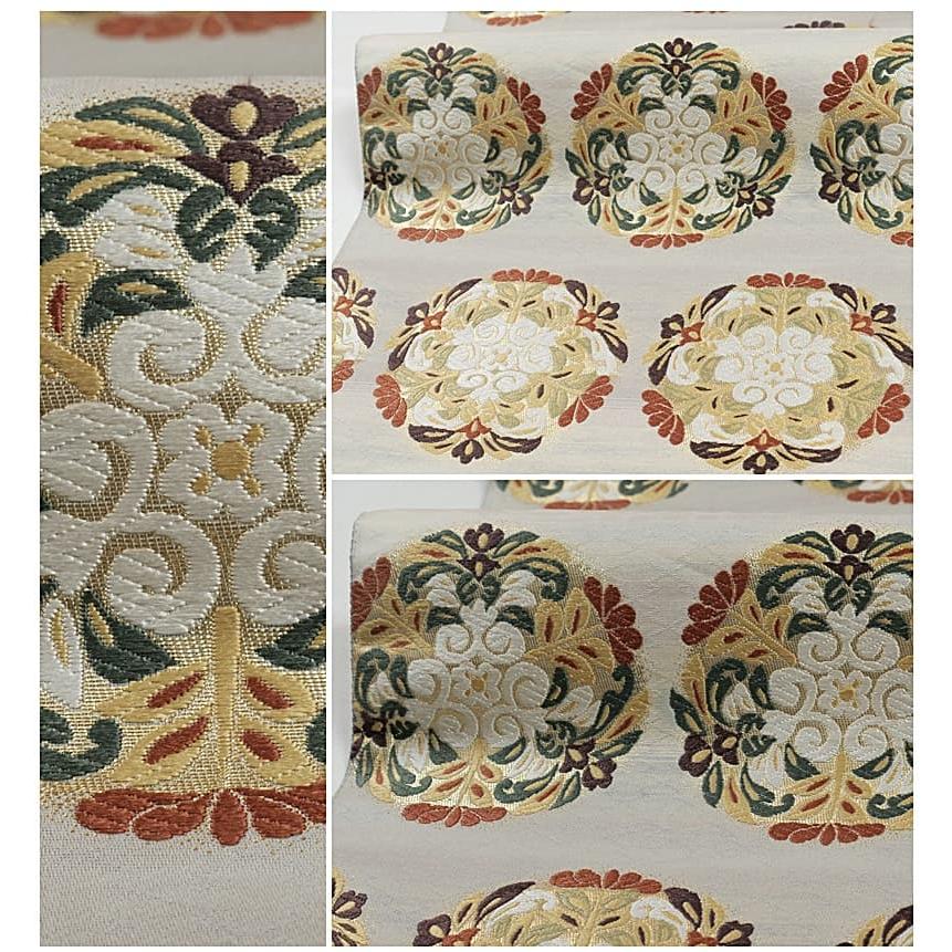 袋帯 リサイクル袋帯 唐織 西陣袋帯 二重太鼓 鏡面 正倉院文様 白