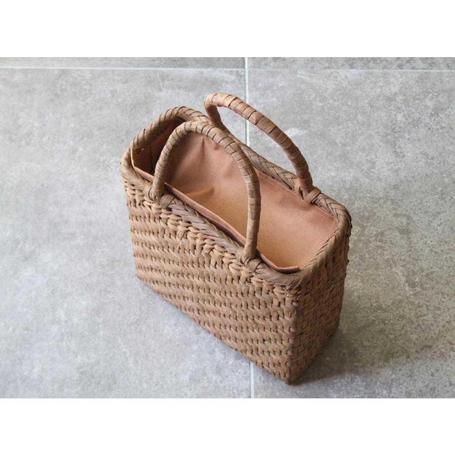 純国産 信州長野県 山葡萄かごバッグ 網代編み7mm スクエア型 上 柿渋