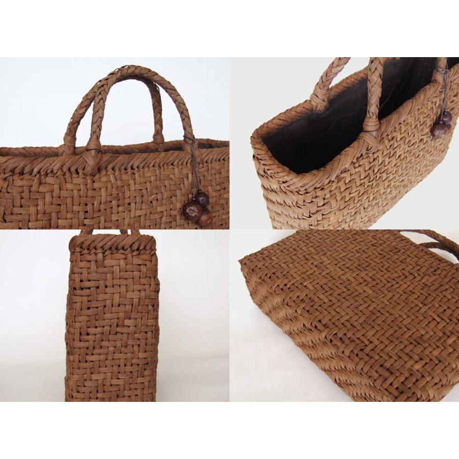 純国産 伊藤加代子作 山葡萄かごバッグ 網代編み 大サイズ : おまめ