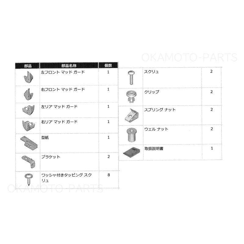 N-BOX (ZS)プラチナホワイト(NH-883P)マッドガードセット(N-BOX CUSTOM