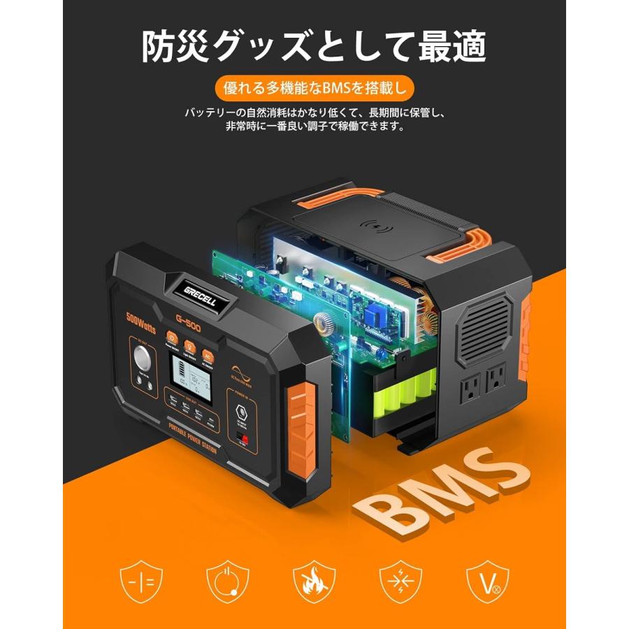 ポータブル電源 大容量 500W GRECELL 140400mAh/519wh ポータブル