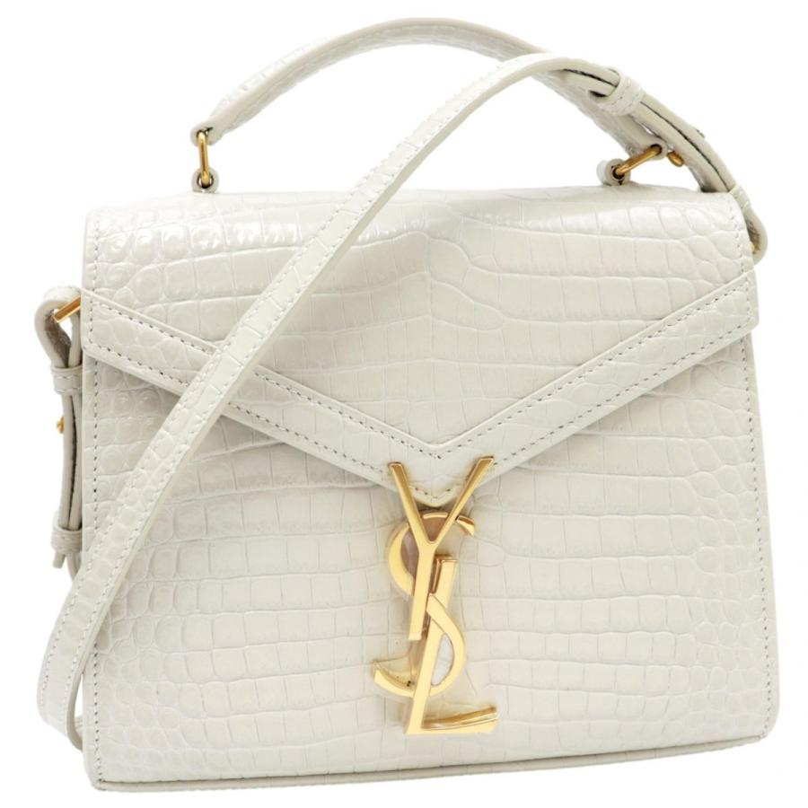 未使用 サンローラン カサンドラ ミニ トップハンドル クロコ型押し