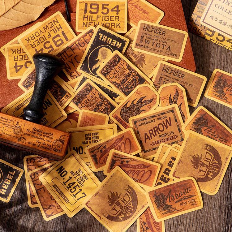 レトロ フレークシール 45枚 コラージュシール アメリカン