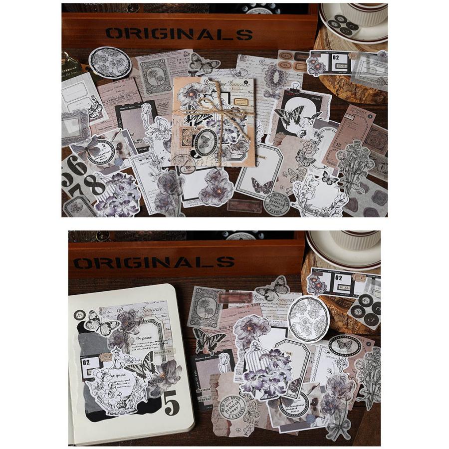 海外コラージュ素材セット 80枚 同色系 異素材 詰め合わせ