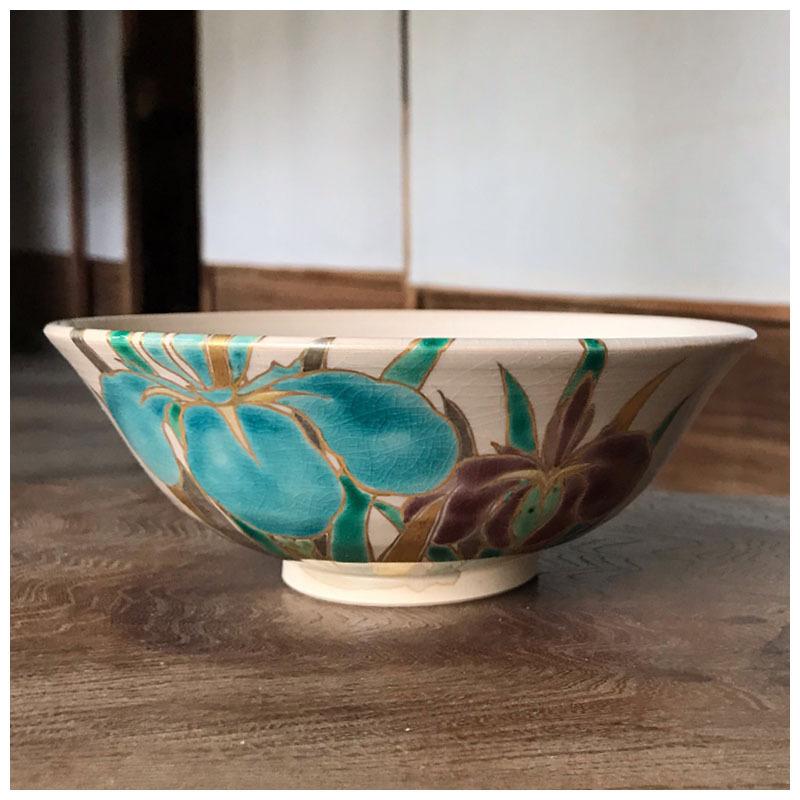 三代 伊東陶山 京焼 笹絵茶盌 共箱合布証書 抹茶碗