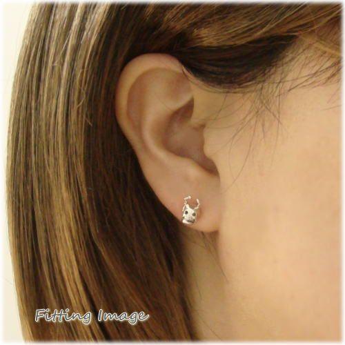 シルバーピアス スタッドピアス オニ 夜叉 ドクロ 鬼 ガイコツ スカル