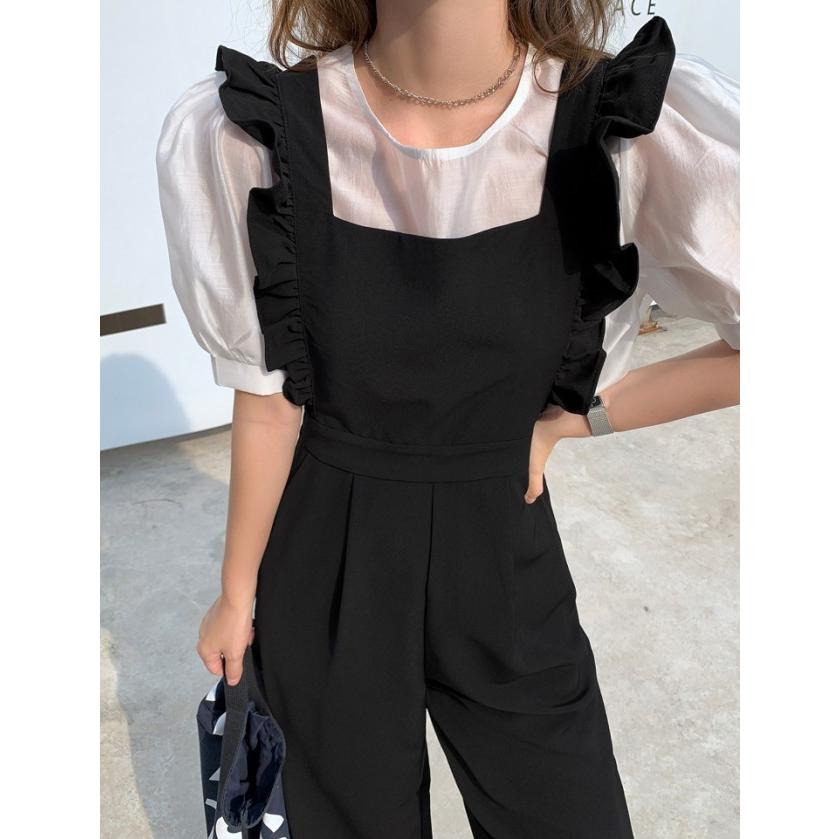 オールインワン レディース サロペット ワイドパンツ ジャンプスーツ