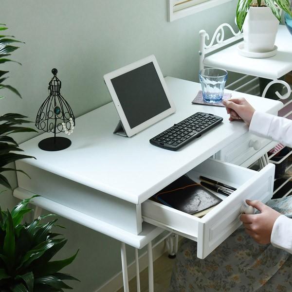 デスク コンソールテーブル 引出し付 ロートアイアン 幅76.5cm （ 机