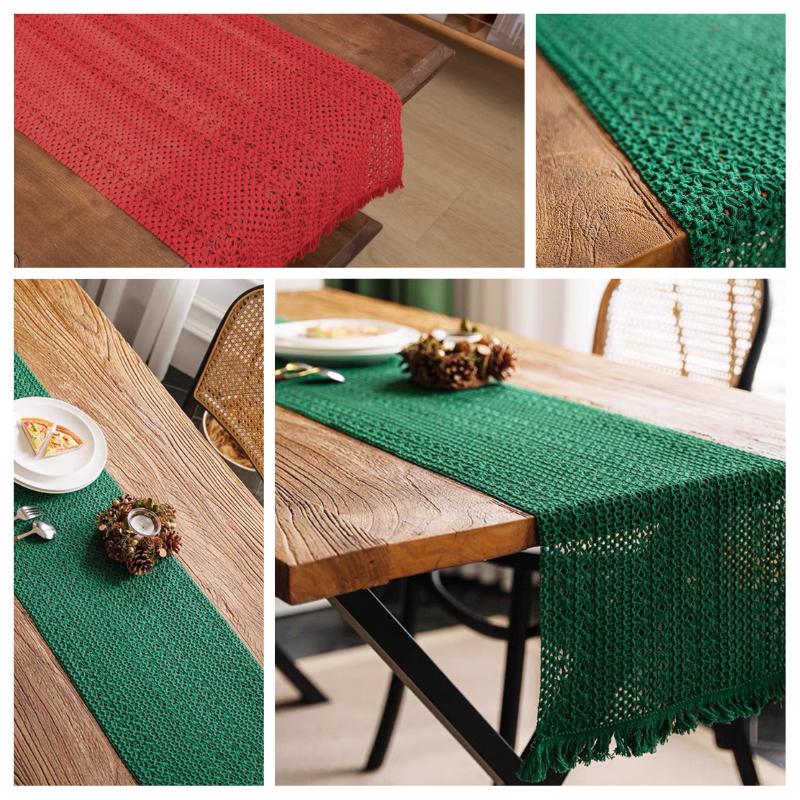 手編み ブラウン テーブルランナーテーブルクロス ドイリー おしゃれな