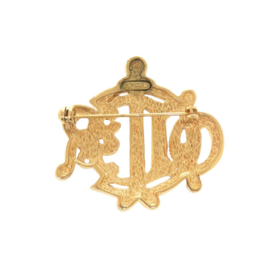 クリスチャンディオール エンブレム メタル ゴールド ブローチ 0637