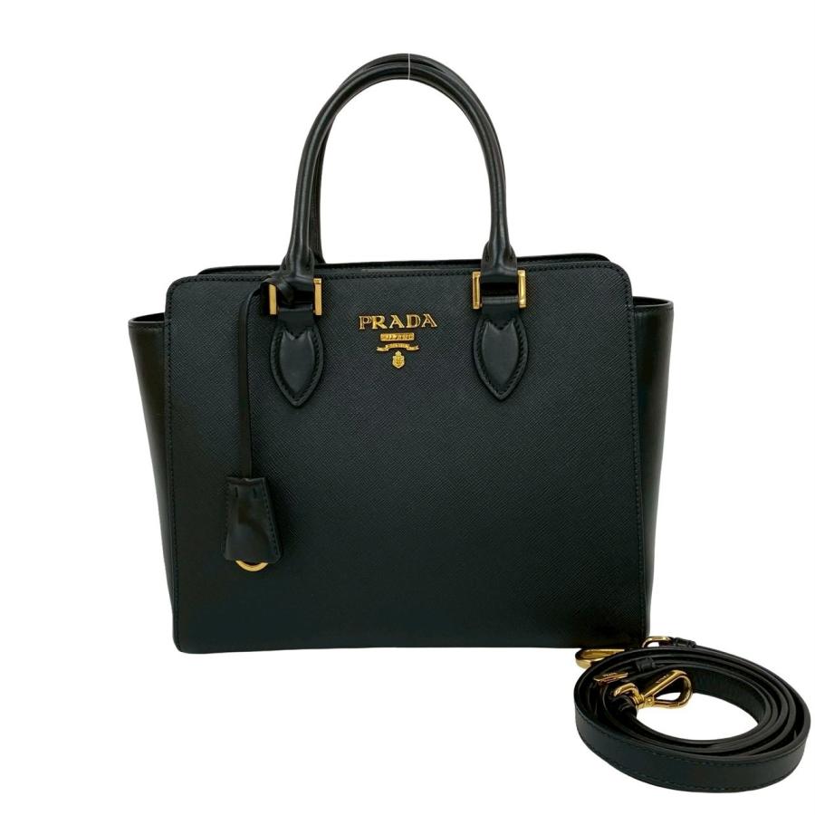 PRADA（プラダ） ほぼ未使用 袋付 ガレリア ロゴ 金具 サフィアーノ