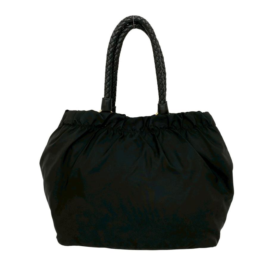 PRADA（プラダ） 極 美品 ロゴ 金具 リボン モチーフ ナイロン レザー