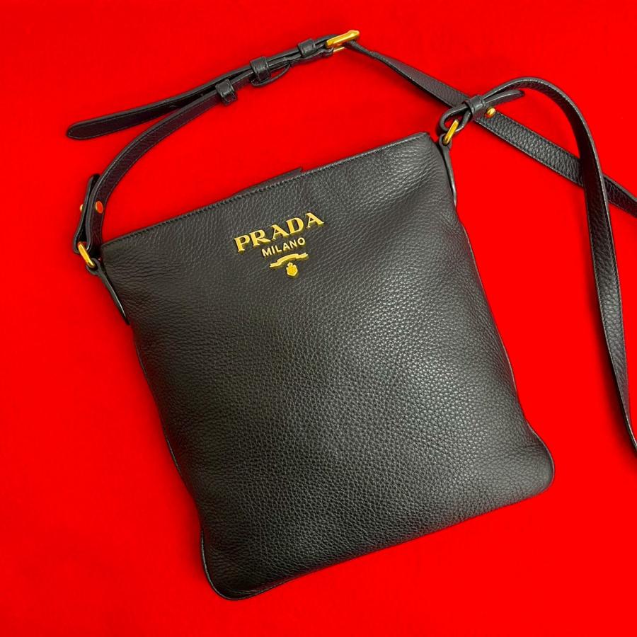 PRADA（プラダ） 極 美品 希少品 ロゴ ゴールド 金具 レザー 本革 ミニ