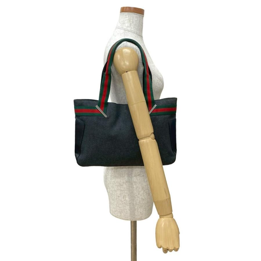 GUCCI（グッチ） 極 美品 シェリーライン ブラックデニム レザー 本革