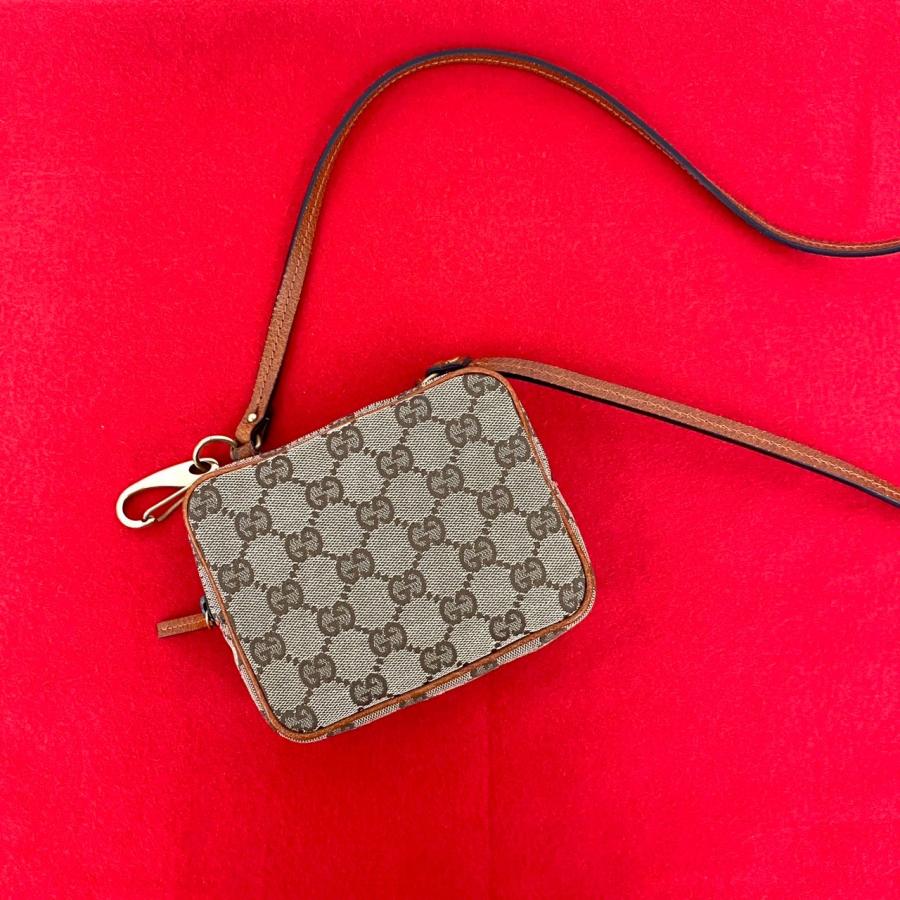 GUCCI（グッチ） 極 美品 GG ロゴ 総柄 キャンバス レザー 本革 ミニ