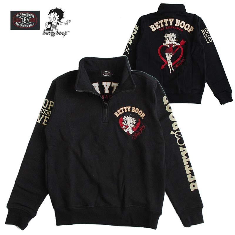 ベティーブープ Betty Boop 裏毛 ハーフZIPプルオーバー メンズ